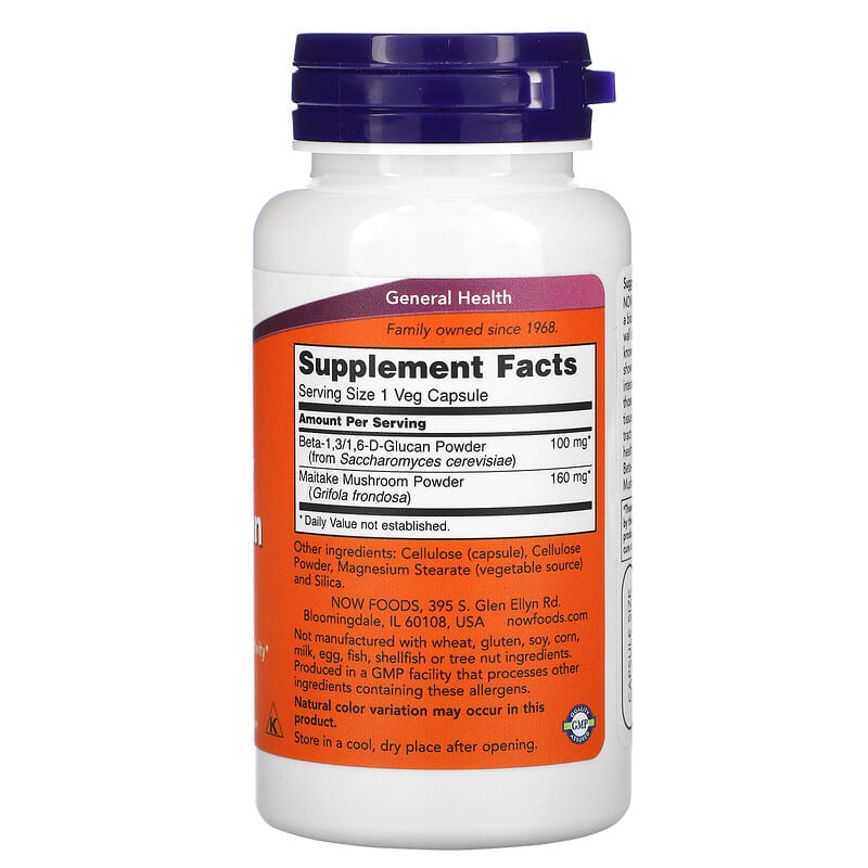 NOW Foods, Beta-1,3/1,6-D-Glucan, 100 mg, 90 Veg Capsules 733739030542