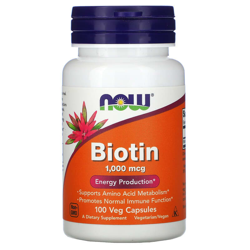 NOW Foods Biotin 1,000 mcg 100 Veg Capsules 733739004697