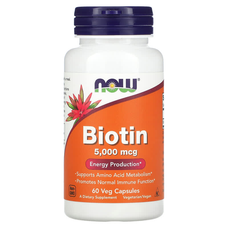 NOW Foods Biotin 5,000 mcg 60 Veg Capsules 733739004710