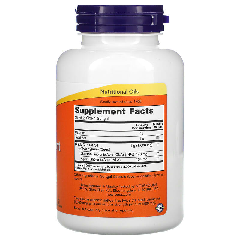 NOW Foods, Black Currant Oil, 1,000 mg, 100 Softgels 733739017178