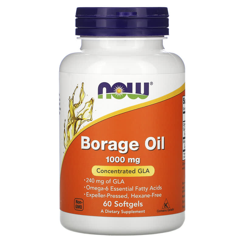 NOW Foods Borage Oil Concentration GLA 1,000 mg 60 Softgels 733739017208