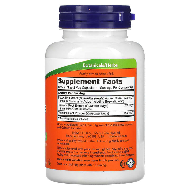 NOW Foods, Boswellia Extract, 250 mg, 120 Veg Capsules 733739046147