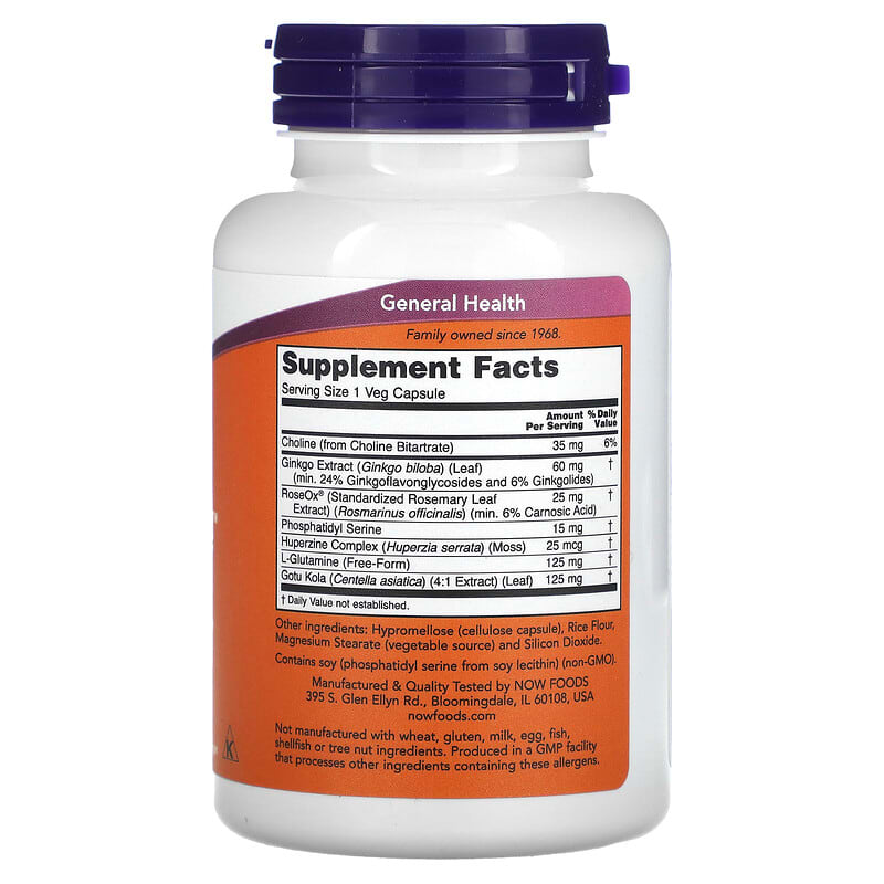 NOW Foods, Brain Elevate, 120 Veg Capsules 733739033048