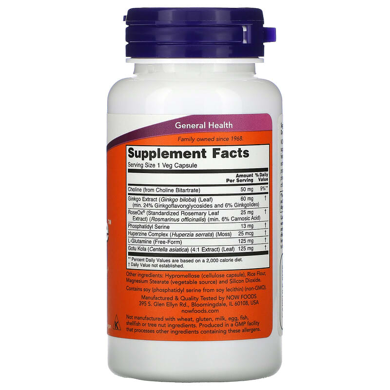 NOW Foods, Brain Elevate, 60 Veg Capsules 733739033031