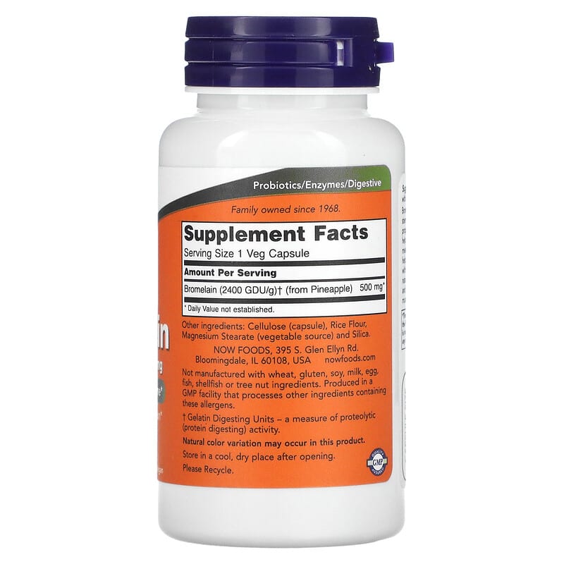 NOW Foods, Bromelain, 500 mg, 60 Veg Capsules 733739029430