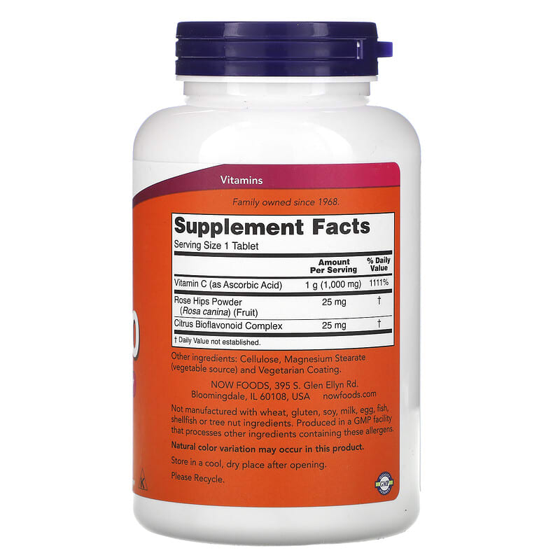 NOW Foods, C-1000, With Rose Hips and Bioflavonoids, 250 Tablets 733739006875