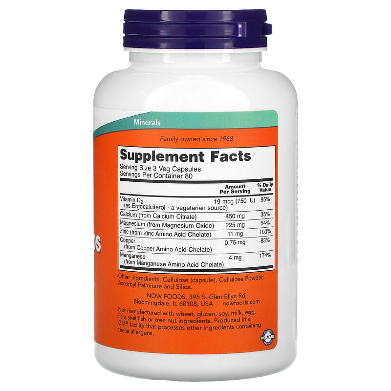 NOW Foods, Calcium Citrate Caps, 240 Veg Capsules 733739012371