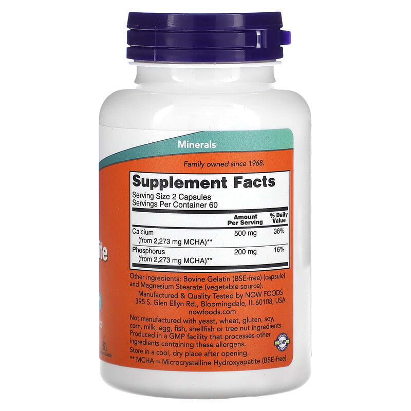 NOW Foods, Calcium Hydroxyapatite Caps, 120 Capsules 733739012531