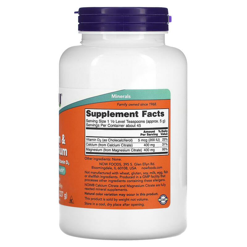 NOW Foods, Calcium & Magnesium, 8 oz (227 g) 733739012432
