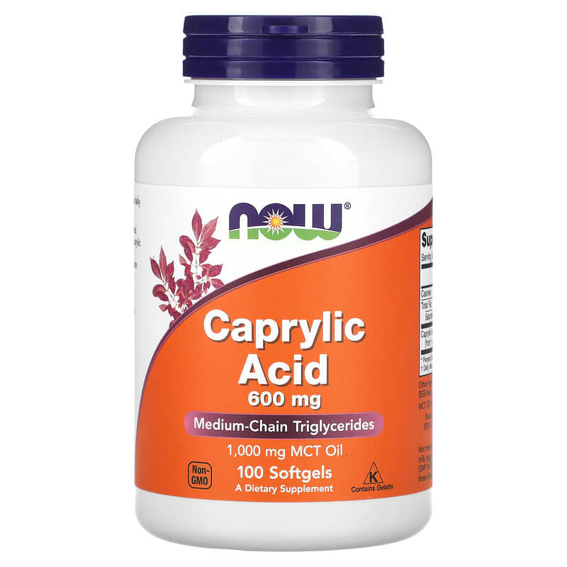 NOW Foods Caprylic Acid 600 mg 100 Softgels 733739033475