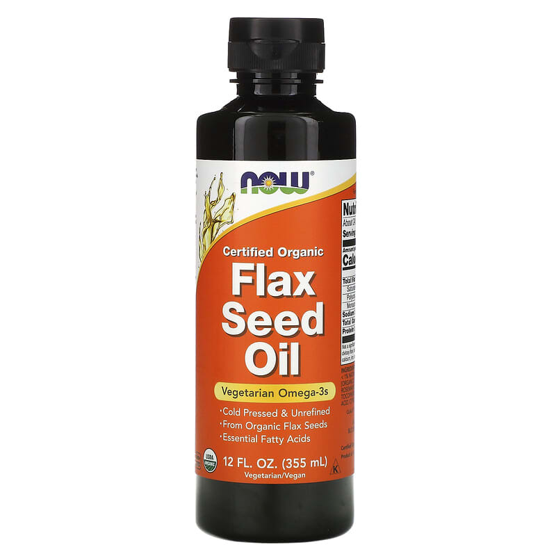 NOW Foods Certified Organic Flax Seed Oil 12 fl oz (355 ml) 733739017604