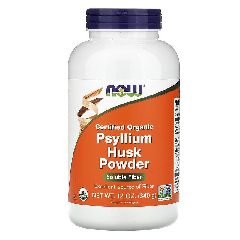 NOW Foods Certified Organic Psyllium Husk Powder 12 oz (340 g) 733739059666