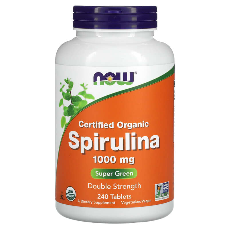 NOW Foods Certified Organic Spirulina 1,000 mg 240 Tablets 733739027177
