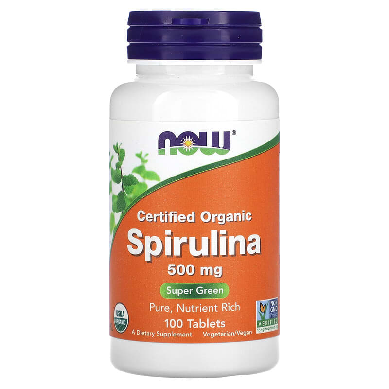 NOW Foods Certified Organic Spirulina 500 mg 100 Tablets 733739026965