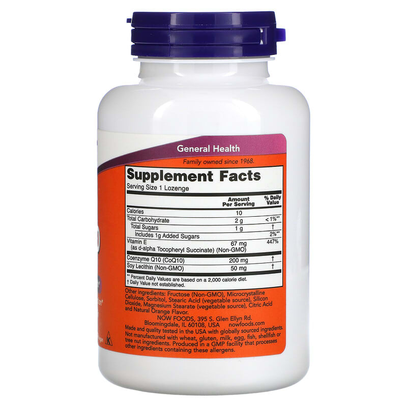 NOW Foods, Chewable CoQ10, 200 mg, 90 Lozenges 733739031976