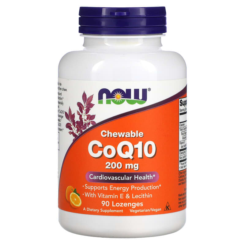 NOW Foods Chewable CoQ10 200 mg 90 Lozenges 733739031976