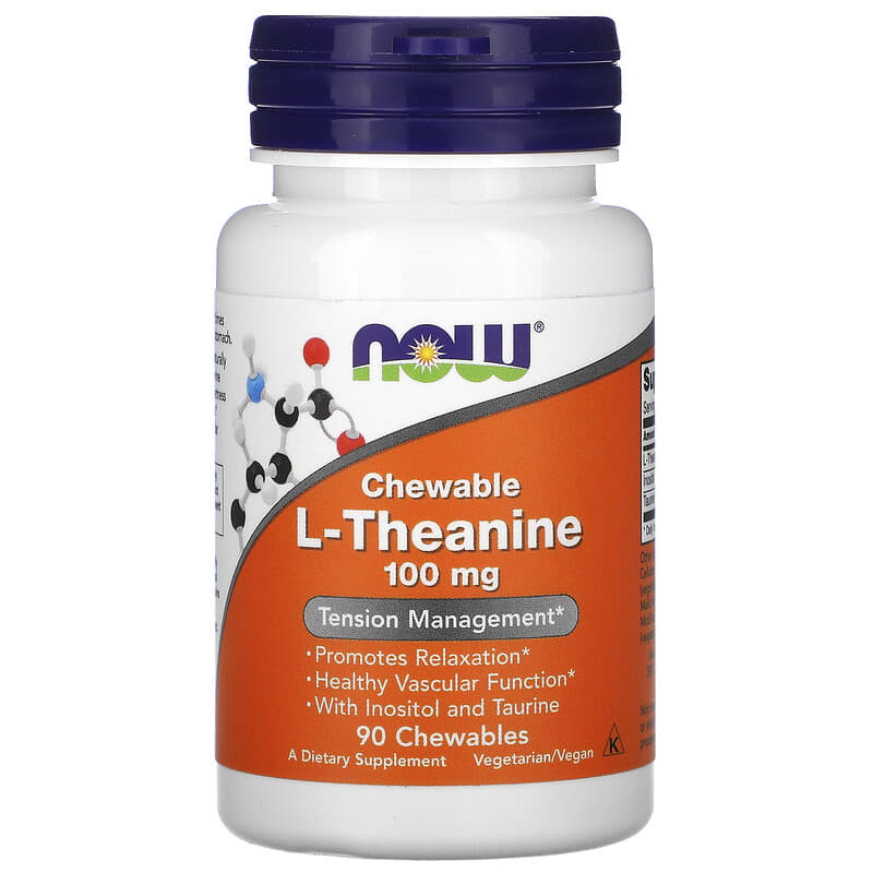 NOW Foods Chewable L-Theanine 100 mg 90 Chewables 733739001443