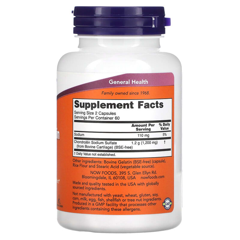NOW Foods, Chondroitin Sulfate, 600 mg, 120 Capsules 733739032263