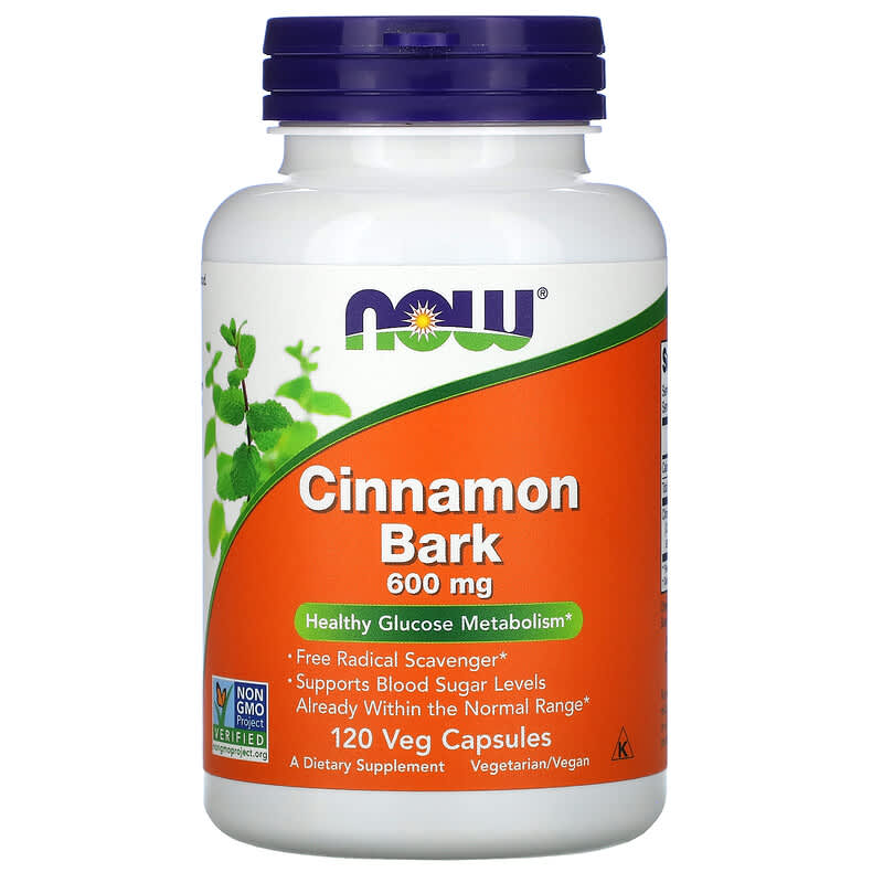 NOW Foods Cinnamon Bark 600 mg 120 Veg Capsules 733739046369