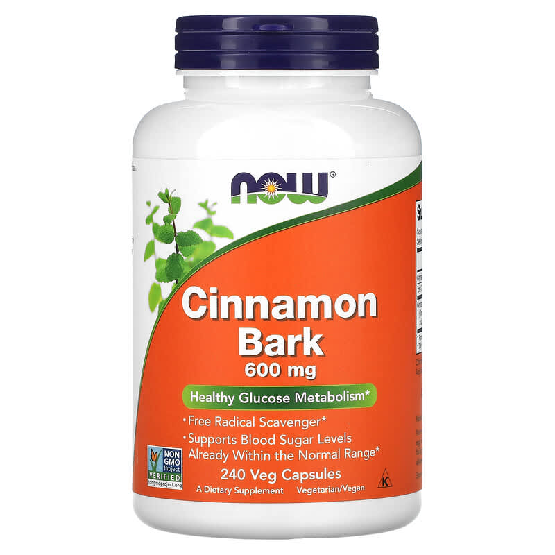 NOW Foods Cinnamon Bark 600 mg 240 Veg Capsules 733739046376