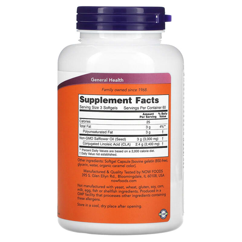 NOW Foods, CLA, 800 mg, 180 Softgels 733739017284