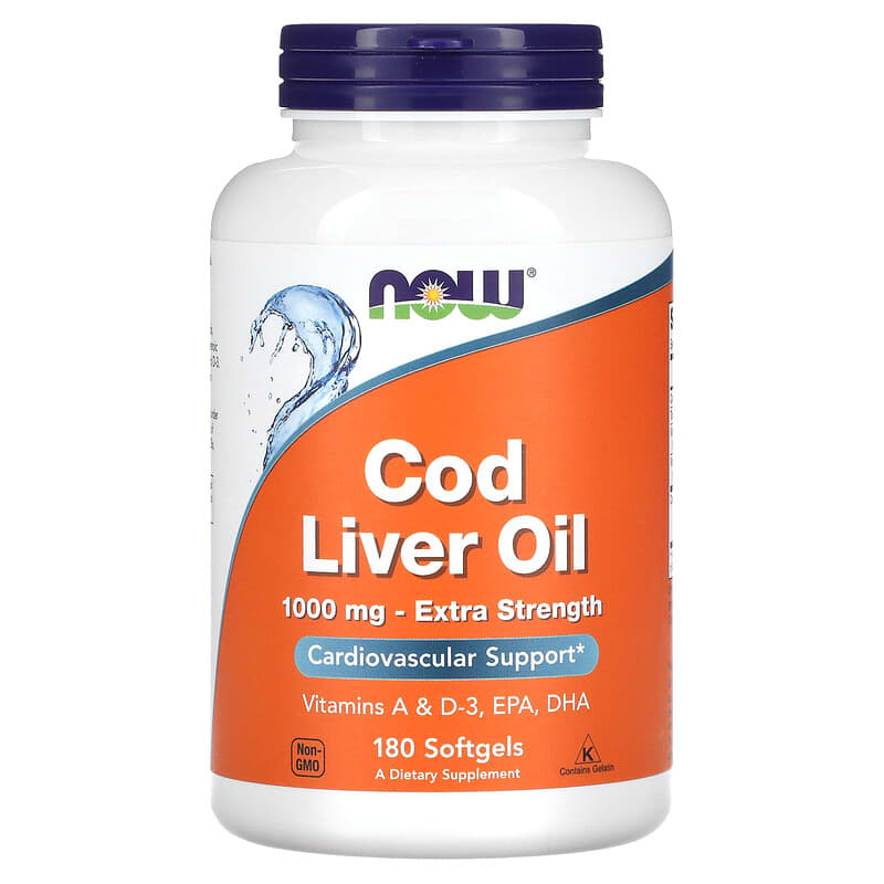 NOW Foods Cod Liver Oil 1,000 mg 180 Softgels 733739017444