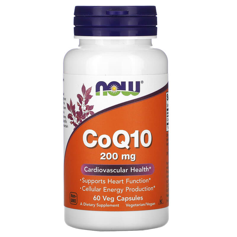 NOW Foods CoQ10 200 mg 60 Veg Capsules 733739031761
