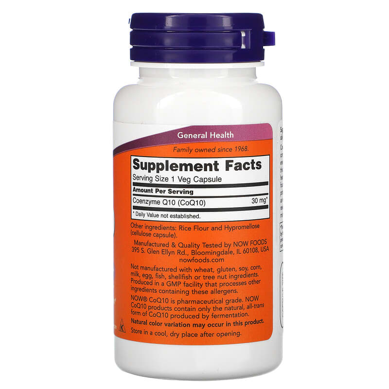 NOW Foods, CoQ10, 30 mg, 120 Veg Capsules 733739031884
