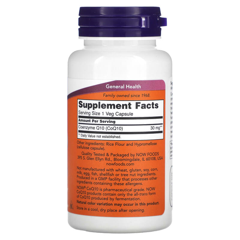 NOW Foods, CoQ10, 30 mg, 60 Veg Capsules 733739031846