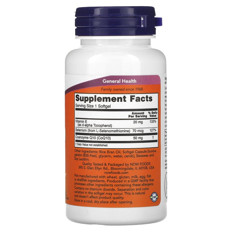 NOW Foods, CoQ10, 50 mg, 100 Softgels 733739031938