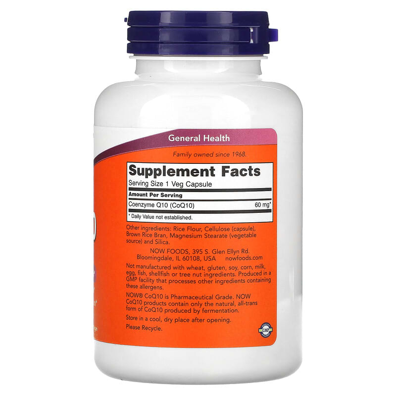 NOW Foods, CoQ10, 60 mg, 180 Veg Capsules 733739031549