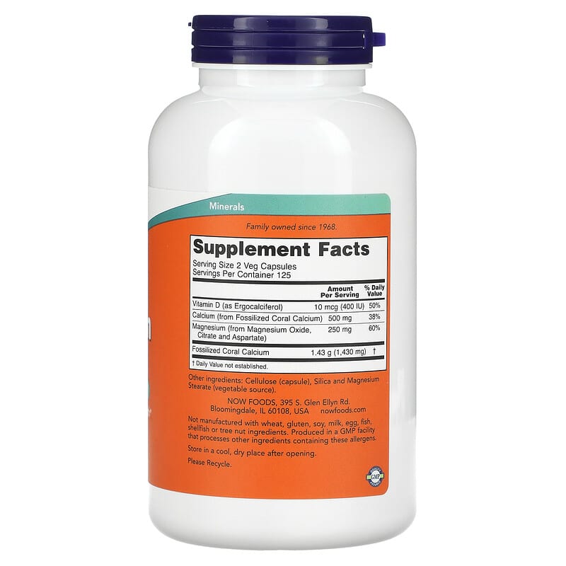 NOW Foods, Coral Calcium Plus, 250 Veg Capsules 733739012814