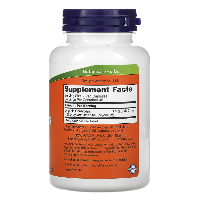 NOW Foods, Cordyceps, 750 mg, 90 Veg Capsules 733739030054