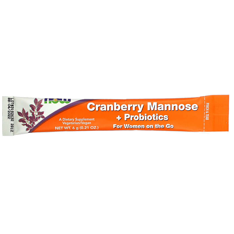 NOW Foods, Cranberry Mannose + Probiotics, For Women On The Go, 24 Packets, 0.21 oz (6 g) Each 733739028129