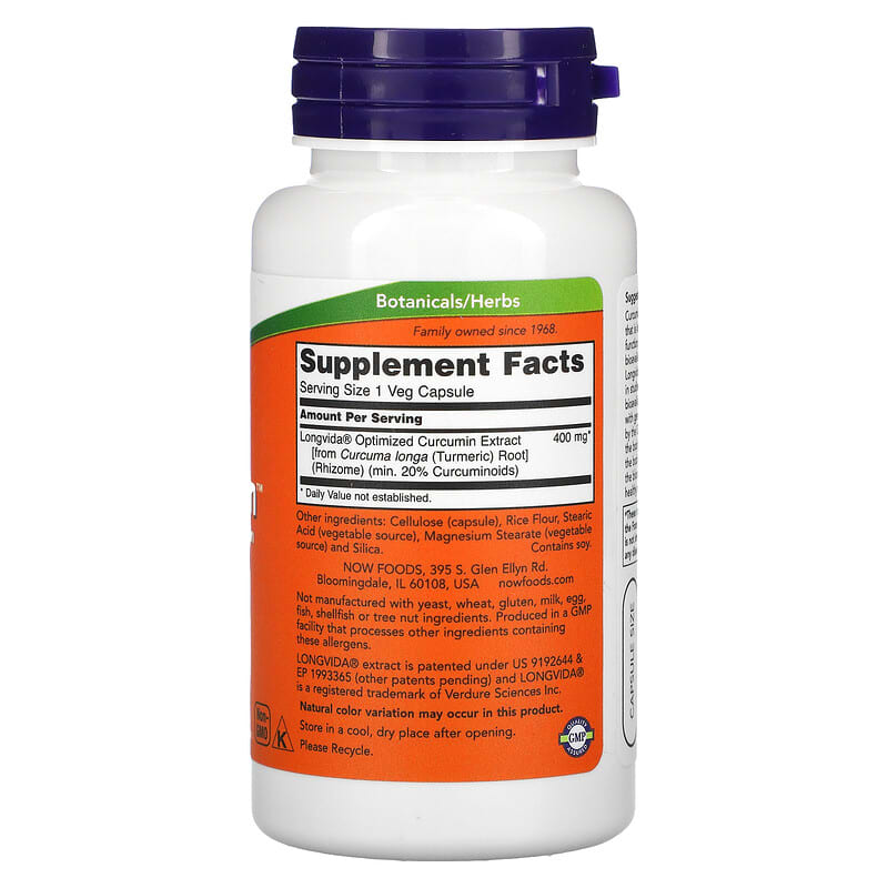 NOW Foods, CurcuBrain, Cognitive Support, 400 mg, 50 Veg Capsules 733739023957
