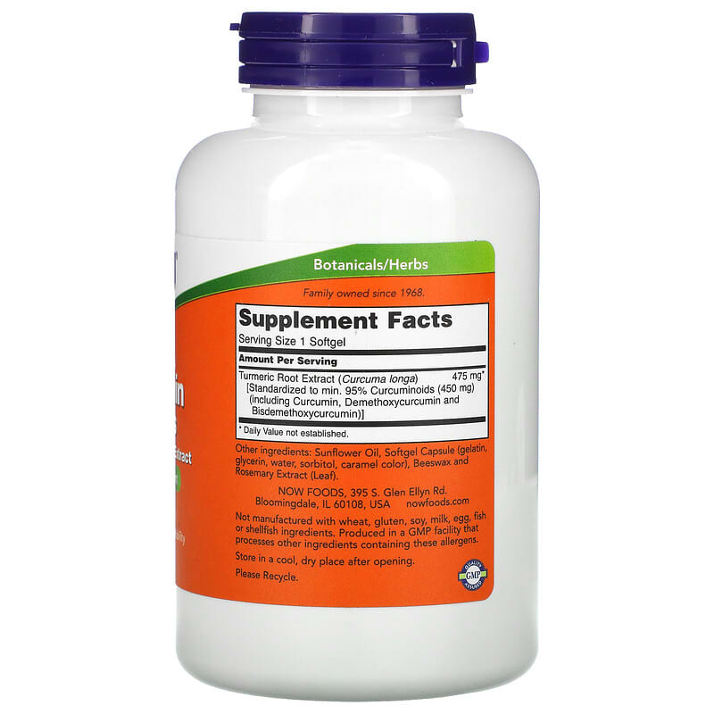 NOW Foods, Curcumin Softgels, 120 Softgels 733739049391
