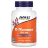 NOW Foods D-Mannose 500 mg 120 Veg Capsules 733739028112