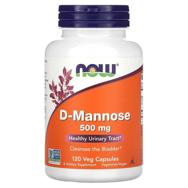 NOW Foods D-Mannose 500 mg 120 Veg Capsules 733739028112