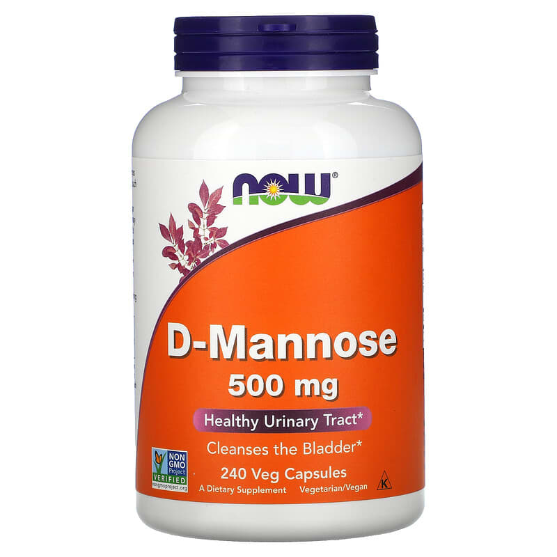 NOW Foods D-Mannose 500 mg 240 Veg Capsules 733739028167
