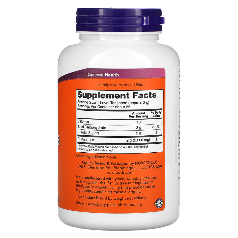NOW Foods, D-Mannose Pure Powder, 6 oz (170 g) 733739028099