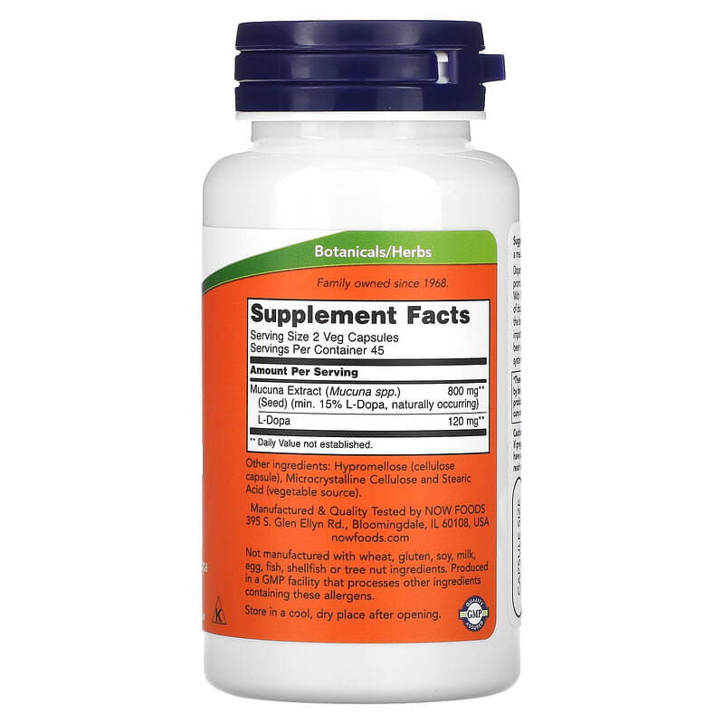 NOW Foods, Dopa Mucuna, 90 Veg Capsules 733739030924