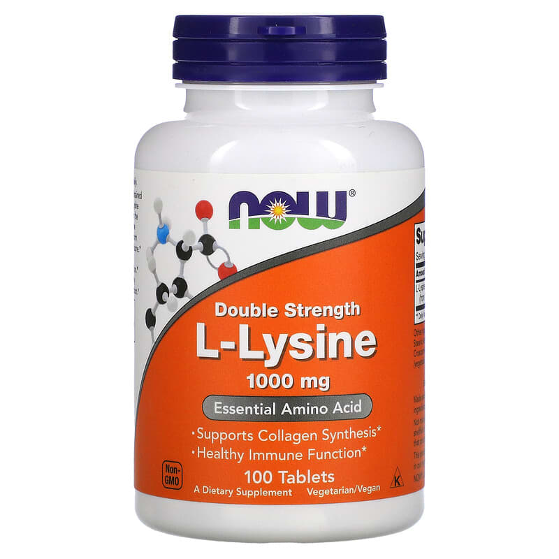 NOW Foods Double Strength L-Lysine 1,000 mg 100 Tablets 733739001139