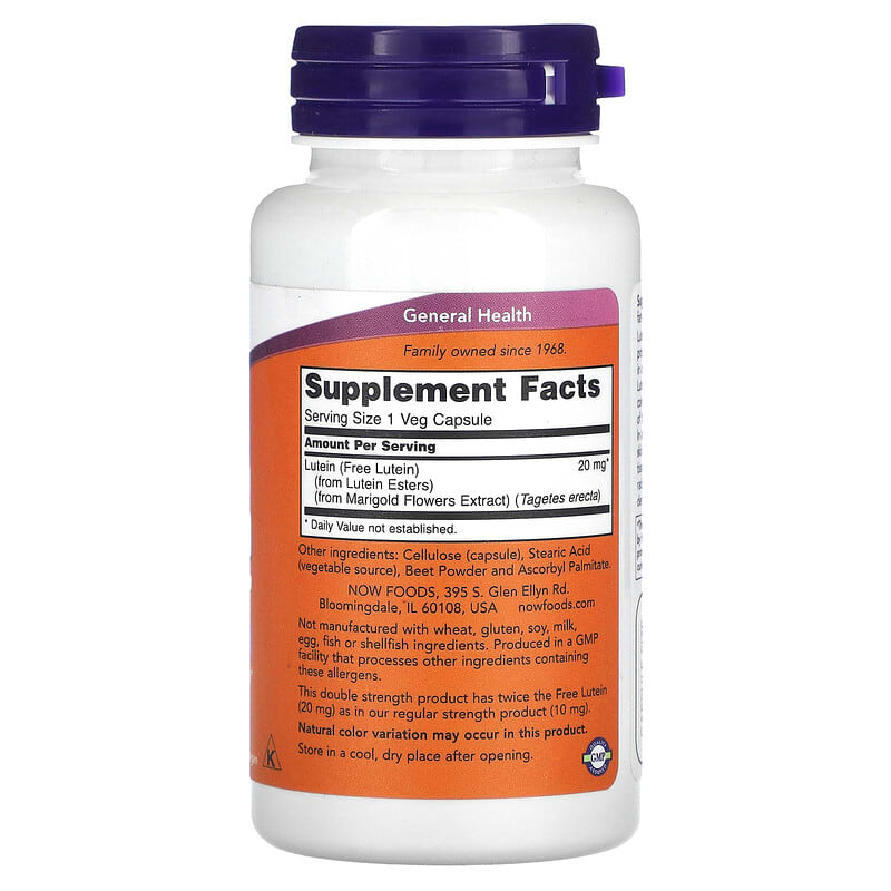 NOW Foods, Double Strength Lutein, 90 Veg Capsules 733739030696