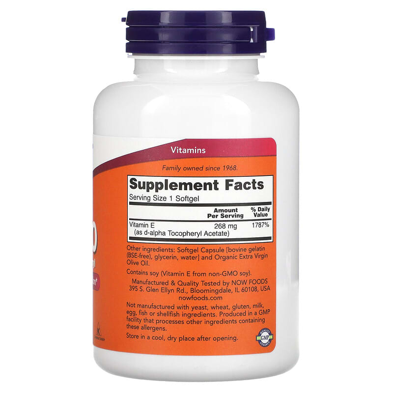 NOW Foods, E-400, 268 mg (400 IU), 250 Softgels 733739008398