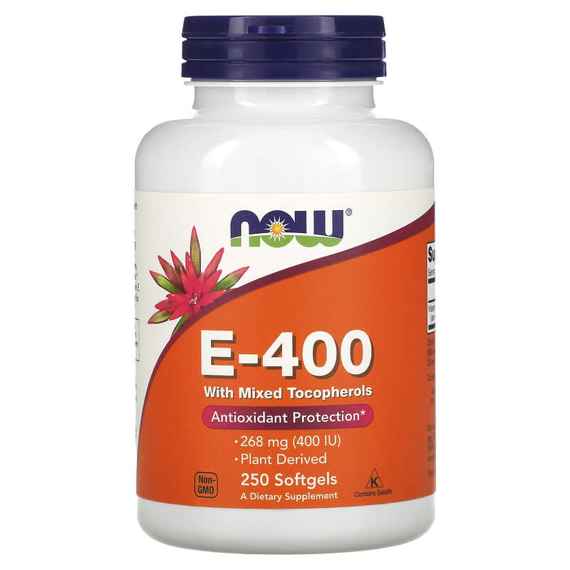 NOW Foods E-400 with Mixed Tocopherols 268 mg (400 IU) 250 Softgels 733739008947