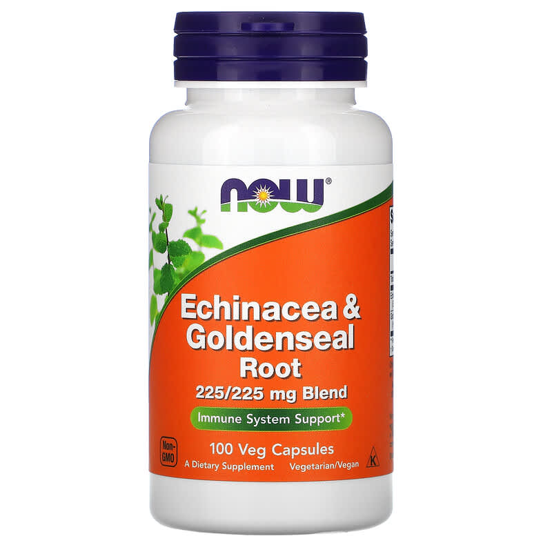 NOW Foods Echinacea & Goldenseal Root 100 Veg Capsules 733739046659