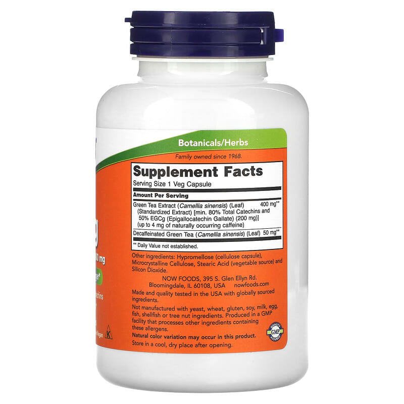 NOW Foods, EGCg, Green Tea Extract, 400 mg, 180 Veg Capsules 733739047571