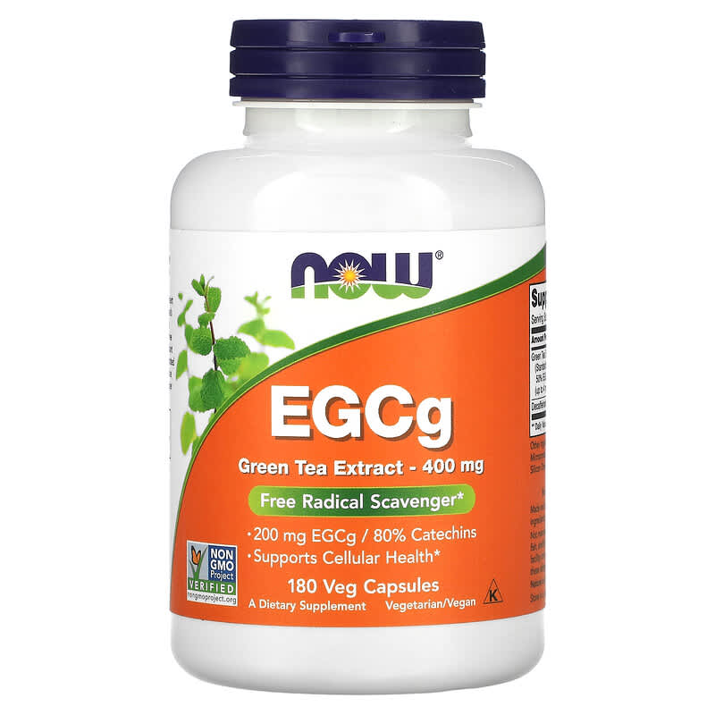 NOW Foods EGCg Green Tea Extract 400 mg 180 Veg Capsules 733739047571