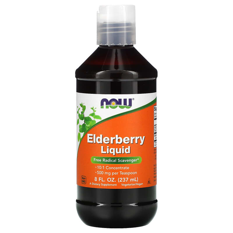NOW Foods Elderberry Liquid 500 mg 8 fl oz (237 ml) 733739048523