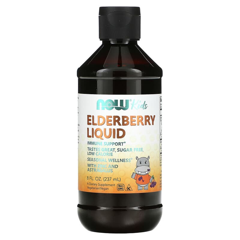 NOW Foods Elderberry Liquid for Kids 8 fl oz (237 ml) 733739048516